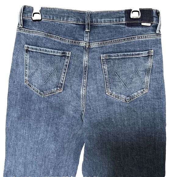 NWT Mother Superior Insider Crop Step Fray Size 30 Blue Straight Leg Jeans NEW - Picture 10 of 12
